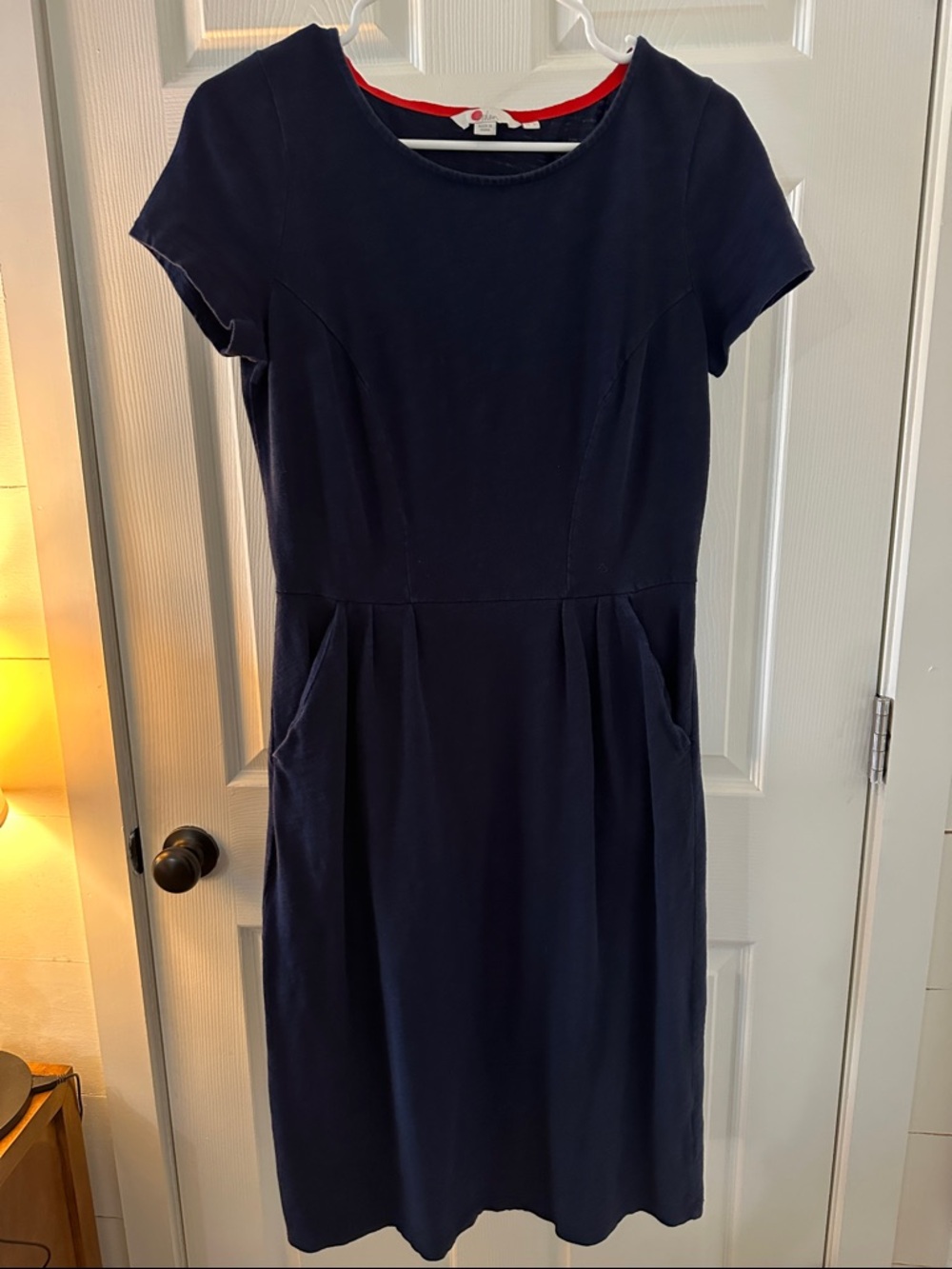 Boden 6L Classic Navy Short-Sleeve Sheath Dress w pockets